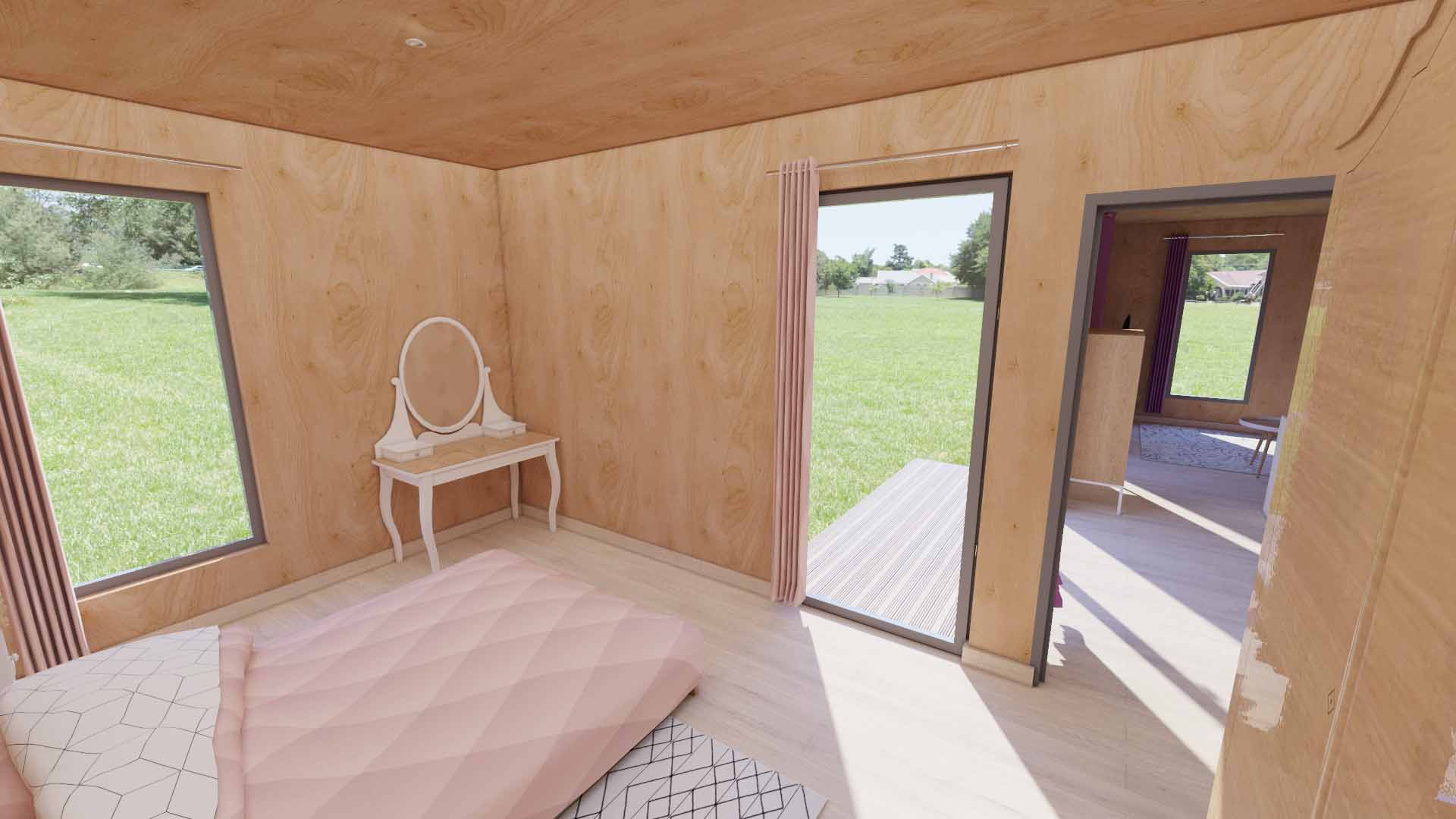 40m2 chambre Chambre d'un studio de jardin EdenCube
