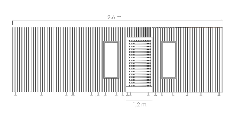 dim 40 side Dimension studio de jardin 40m2