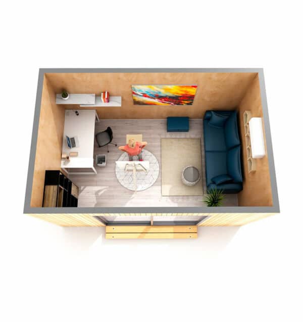 15m2 Visualisation Studio et bureaux de jardin 15m2 - Studio haute qualité - EdenCube