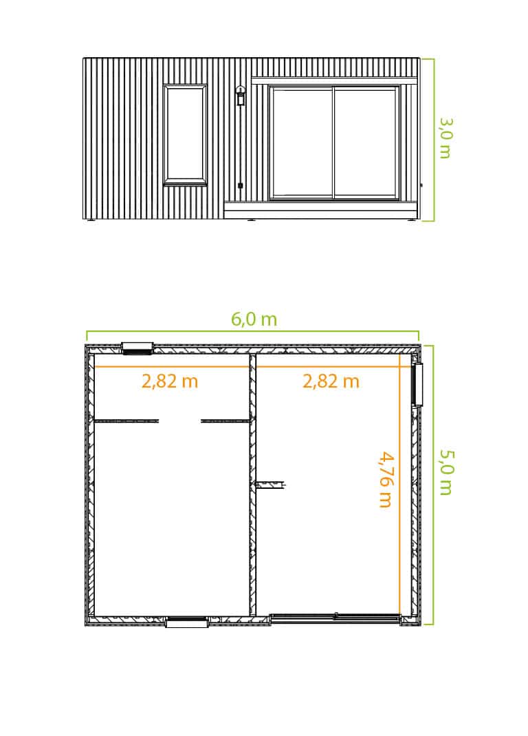 Dimensions maison de jardin edencube 30m2